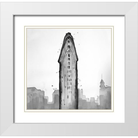 New York City Flatiron Building White Modern Wood Framed Art Print with Double Matting by Atelier B Art Studio