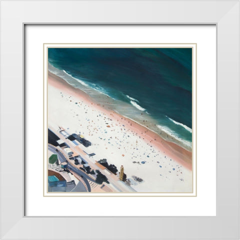 HOT DAY AT THE BEACH White Modern Wood Framed Art Print with Double Matting by Atelier B Art Studio