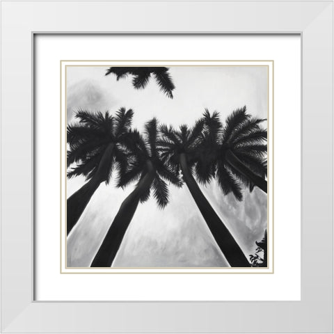 MONOCHROME PALM TREES White Modern Wood Framed Art Print with Double Matting by Atelier B Art Studio