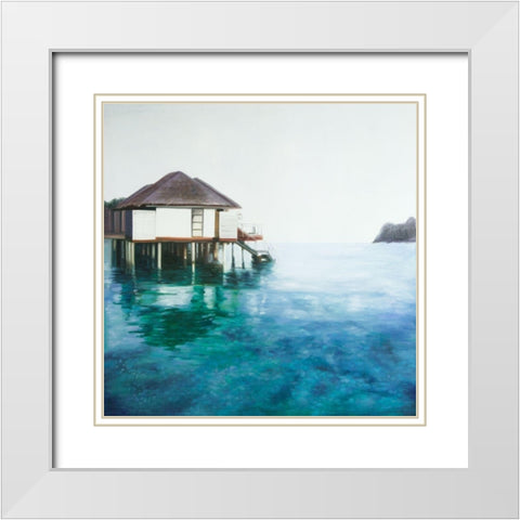 DREAM TRAVEL White Modern Wood Framed Art Print with Double Matting by Atelier B Art Studio