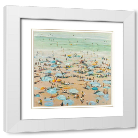 People at the Beach White Modern Wood Framed Art Print with Double Matting by Atelier B Art Studio