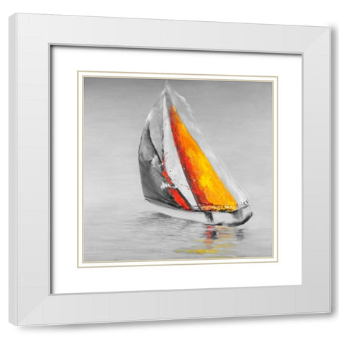 Wind Boat Two Colors White Modern Wood Framed Art Print with Double Matting by Atelier B Art Studio