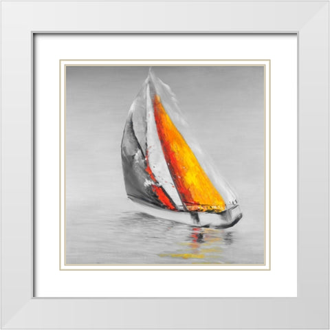 Wind Boat Two Colors White Modern Wood Framed Art Print with Double Matting by Atelier B Art Studio