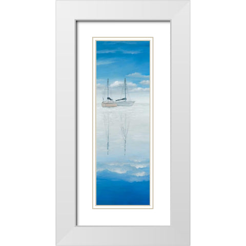 Two Sailboats on the Quiet Lake White Modern Wood Framed Art Print with Double Matting by Atelier B Art Studio