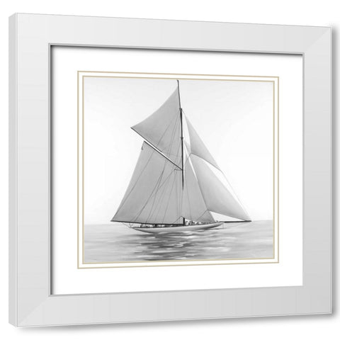 Sailing Ship White Modern Wood Framed Art Print with Double Matting by Atelier B Art Studio