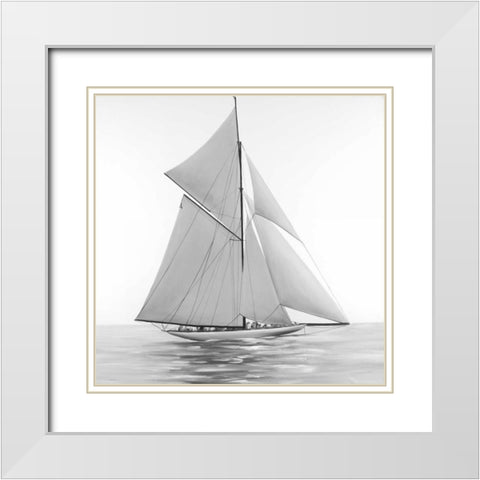 Sailing Ship White Modern Wood Framed Art Print with Double Matting by Atelier B Art Studio