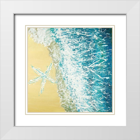 Left Side Seastar and a Wave White Modern Wood Framed Art Print with Double Matting by Atelier B Art Studio