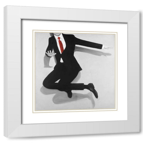 Classical Jumping Man White Modern Wood Framed Art Print with Double Matting by Atelier B Art Studio