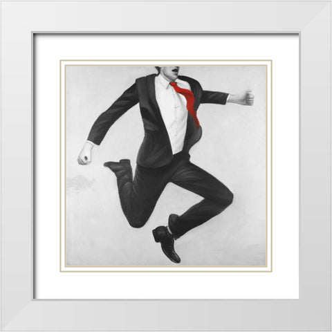 Happy Classic Man White Modern Wood Framed Art Print with Double Matting by Atelier B Art Studio