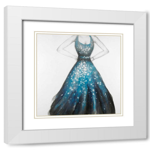 Blue Princess Dress White Modern Wood Framed Art Print with Double Matting by Atelier B Art Studio
