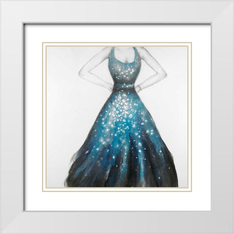 Blue Princess Dress White Modern Wood Framed Art Print with Double Matting by Atelier B Art Studio