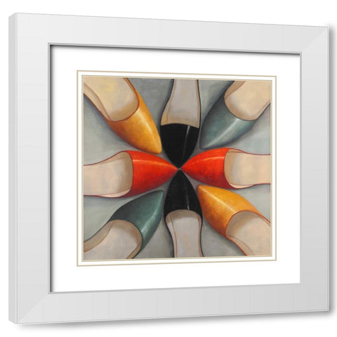 Womens Ballerina Shoes Style White Modern Wood Framed Art Print with Double Matting by Atelier B Art Studio