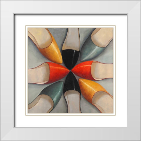 Womens Ballerina Shoes Style White Modern Wood Framed Art Print with Double Matting by Atelier B Art Studio