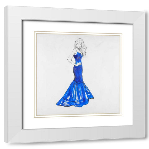 Lady in Dress White Modern Wood Framed Art Print with Double Matting by Atelier B Art Studio