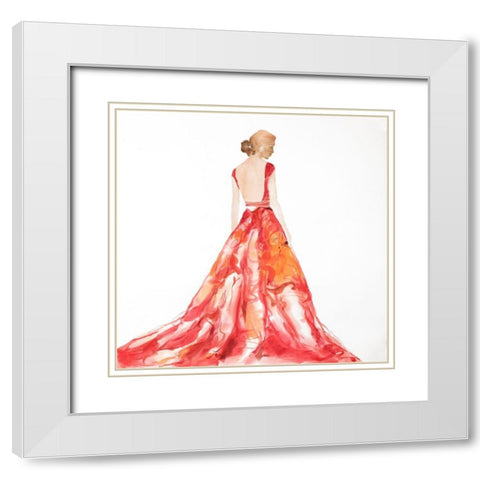 RED PROM DRESS White Modern Wood Framed Art Print with Double Matting by Atelier B Art Studio