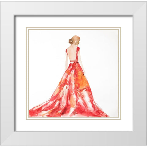 RED PROM DRESS White Modern Wood Framed Art Print with Double Matting by Atelier B Art Studio
