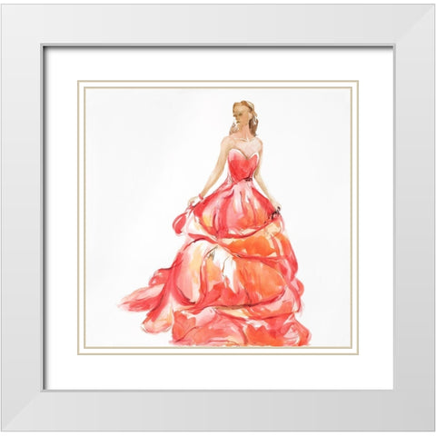 BEAUTIFUL RED PROM DRESS White Modern Wood Framed Art Print with Double Matting by Atelier B Art Studio
