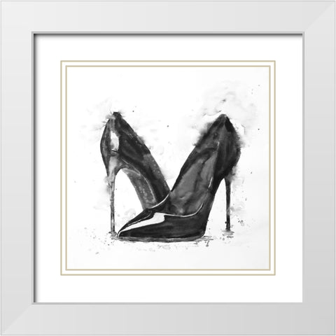 BLACK HIGH HEELS SHOES White Modern Wood Framed Art Print with Double Matting by Atelier B Art Studio