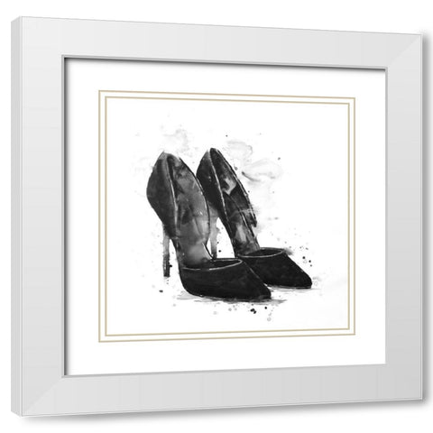 BLACK PUMPS White Modern Wood Framed Art Print with Double Matting by Atelier B Art Studio