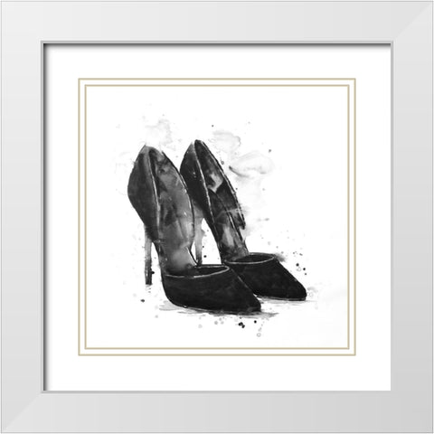 BLACK PUMPS White Modern Wood Framed Art Print with Double Matting by Atelier B Art Studio