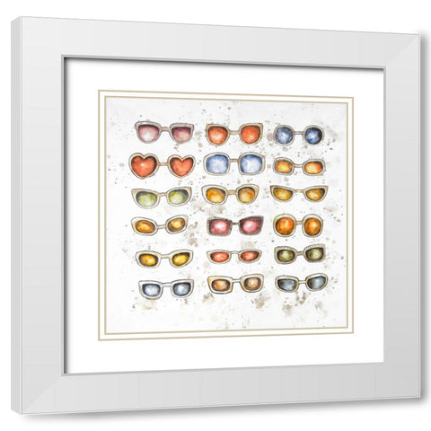 WOMENS SUNGLASSES White Modern Wood Framed Art Print with Double Matting by Atelier B Art Studio