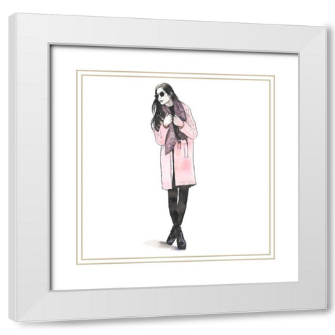 WOMAN SPRING LOOK White Modern Wood Framed Art Print with Double Matting by Atelier B Art Studio
