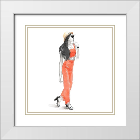 STRIKE THE POSE White Modern Wood Framed Art Print with Double Matting by Atelier B Art Studio