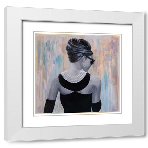 Audrey Hepburn Abstract Style Back View White Modern Wood Framed Art Print with Double Matting by Atelier B Art Studio