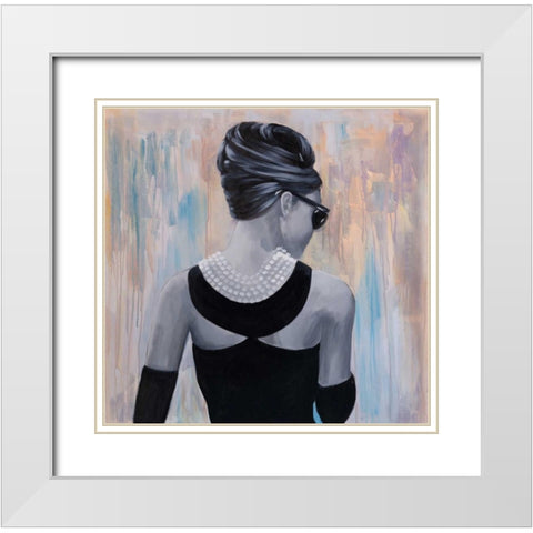 Audrey Hepburn Abstract Style Back View White Modern Wood Framed Art Print with Double Matting by Atelier B Art Studio