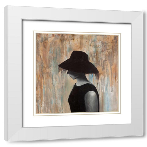Audrey Hepburn with a Big Hat White Modern Wood Framed Art Print with Double Matting by Atelier B Art Studio