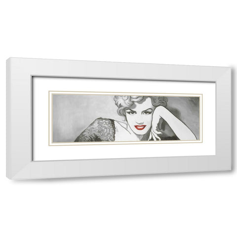 Vintage Style Marilyn Monroe White Modern Wood Framed Art Print with Double Matting by Atelier B Art Studio