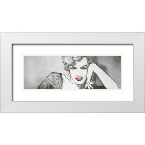 Vintage Style Marilyn Monroe White Modern Wood Framed Art Print with Double Matting by Atelier B Art Studio