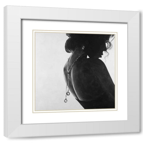 Classic Woman with Jewelry White Modern Wood Framed Art Print with Double Matting by Atelier B Art Studio