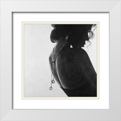Classic Woman with Jewelry White Modern Wood Framed Art Print with Double Matting by Atelier B Art Studio
