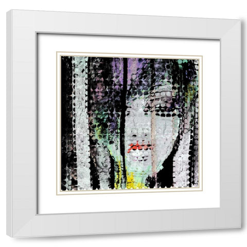 Abstract Colorful Woman Face White Modern Wood Framed Art Print with Double Matting by Atelier B Art Studio