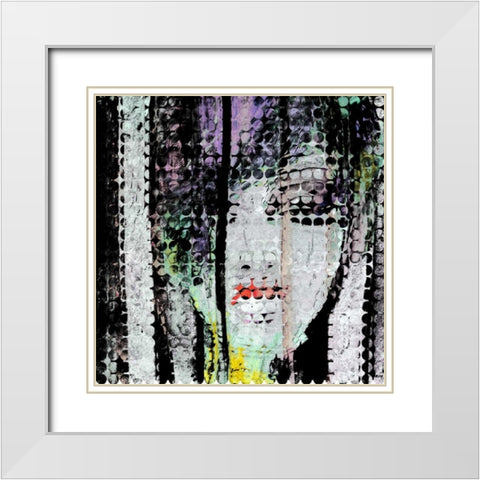 Abstract Colorful Woman Face White Modern Wood Framed Art Print with Double Matting by Atelier B Art Studio