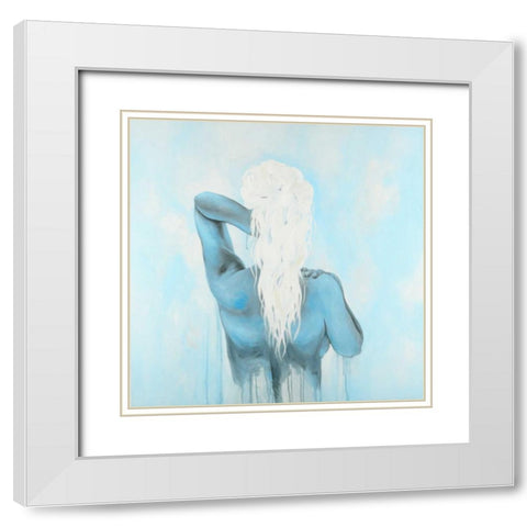 Dreamy Woman White Modern Wood Framed Art Print with Double Matting by Atelier B Art Studio