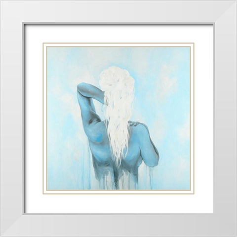 Dreamy Woman White Modern Wood Framed Art Print with Double Matting by Atelier B Art Studio