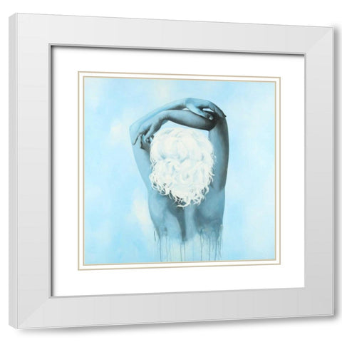 Sweet Woman White Modern Wood Framed Art Print with Double Matting by Atelier B Art Studio