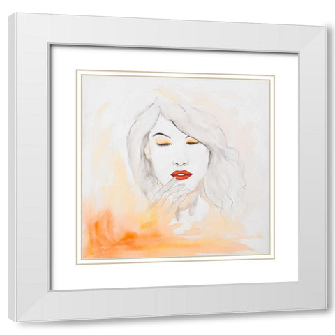 Portrait in Watercolor White Modern Wood Framed Art Print with Double Matting by Atelier B Art Studio