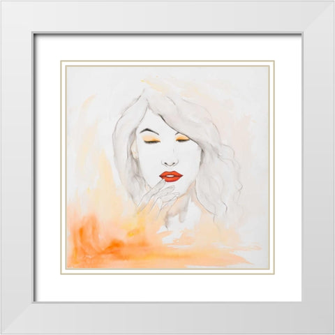 Portrait in Watercolor White Modern Wood Framed Art Print with Double Matting by Atelier B Art Studio