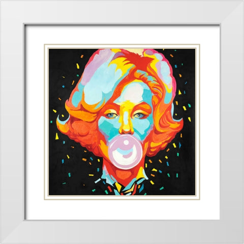 Colorful Maryline Monroe Bubblegum White Modern Wood Framed Art Print with Double Matting by Atelier B Art Studio