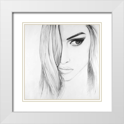 Black and White Portrait White Modern Wood Framed Art Print with Double Matting by Atelier B Art Studio