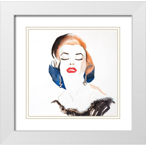 VINTAGE CHIC MARYLIN MONROE White Modern Wood Framed Art Print with Double Matting by Atelier B Art Studio