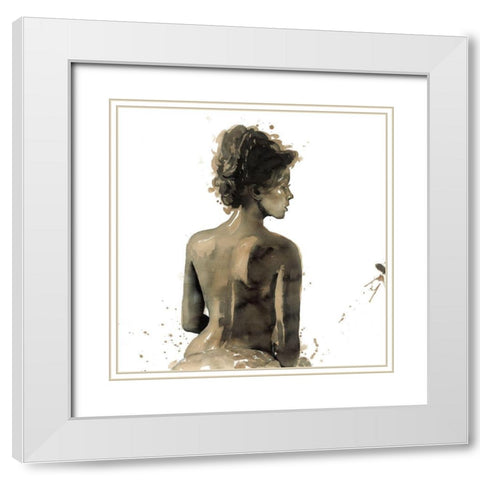 WOMANS BACK IN SEPIA White Modern Wood Framed Art Print with Double Matting by Atelier B Art Studio