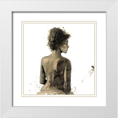 WOMANS BACK IN SEPIA White Modern Wood Framed Art Print with Double Matting by Atelier B Art Studio