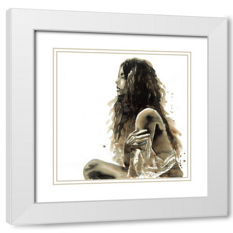 WOMAN IN SEPIA White Modern Wood Framed Art Print with Double Matting by Atelier B Art Studio