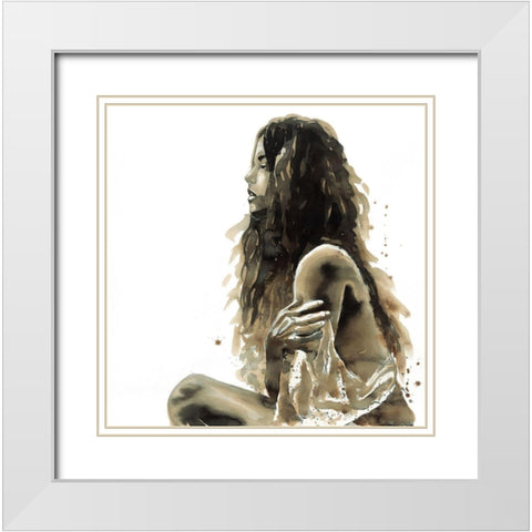 WOMAN IN SEPIA White Modern Wood Framed Art Print with Double Matting by Atelier B Art Studio