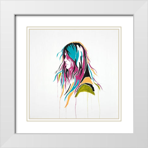 GRAFFITI STREET ART WOMAN White Modern Wood Framed Art Print with Double Matting by Atelier B Art Studio