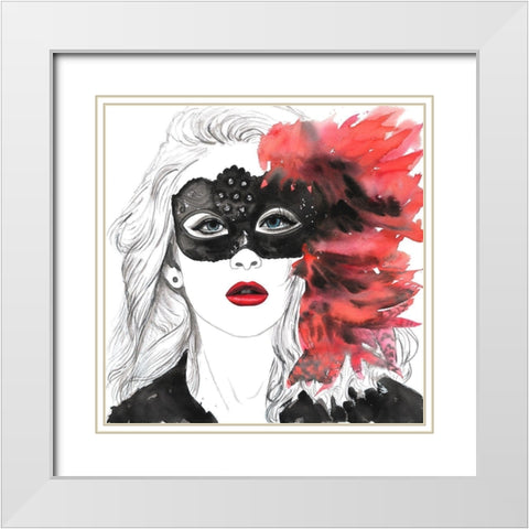 MASKED BALL White Modern Wood Framed Art Print with Double Matting by Atelier B Art Studio
